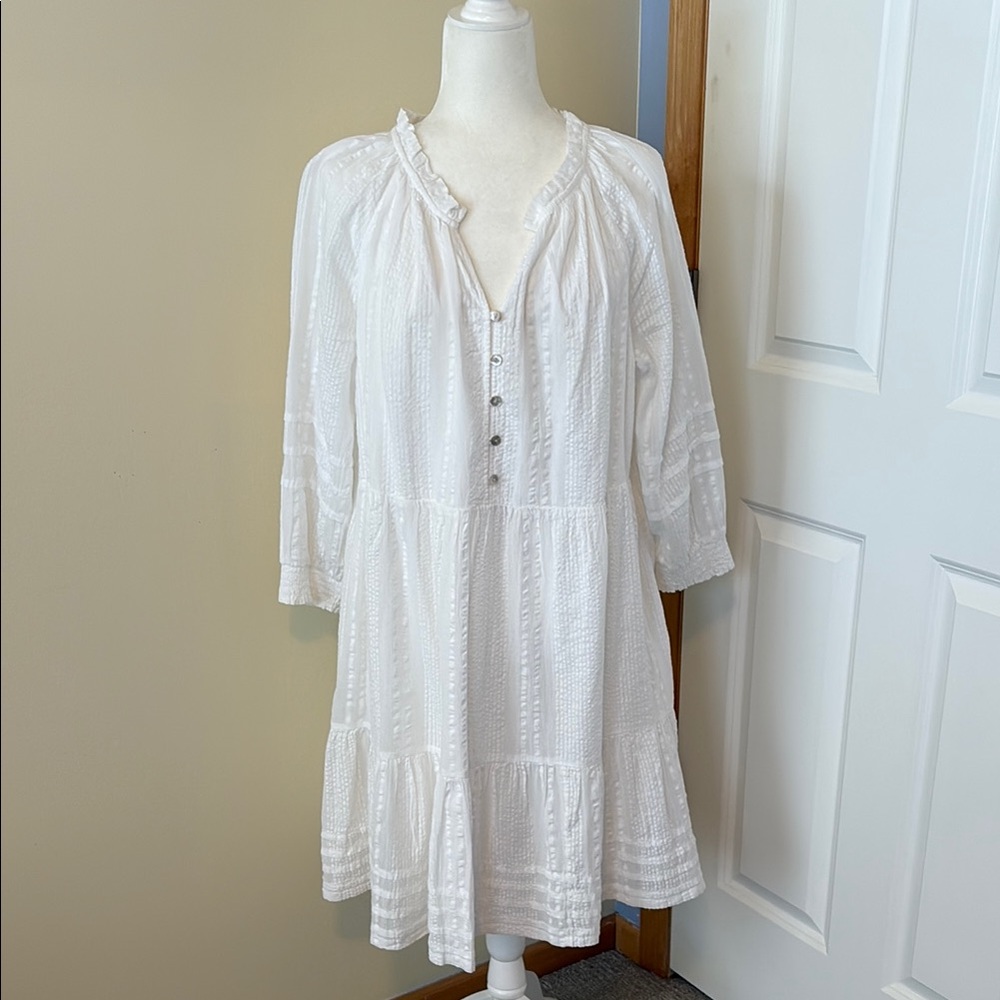 J. Jill White Button-Front Dress
